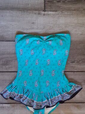 NEW Juicy Couture One Piece Swimsuit Bermuda Sky Paisley Strapless $179.+